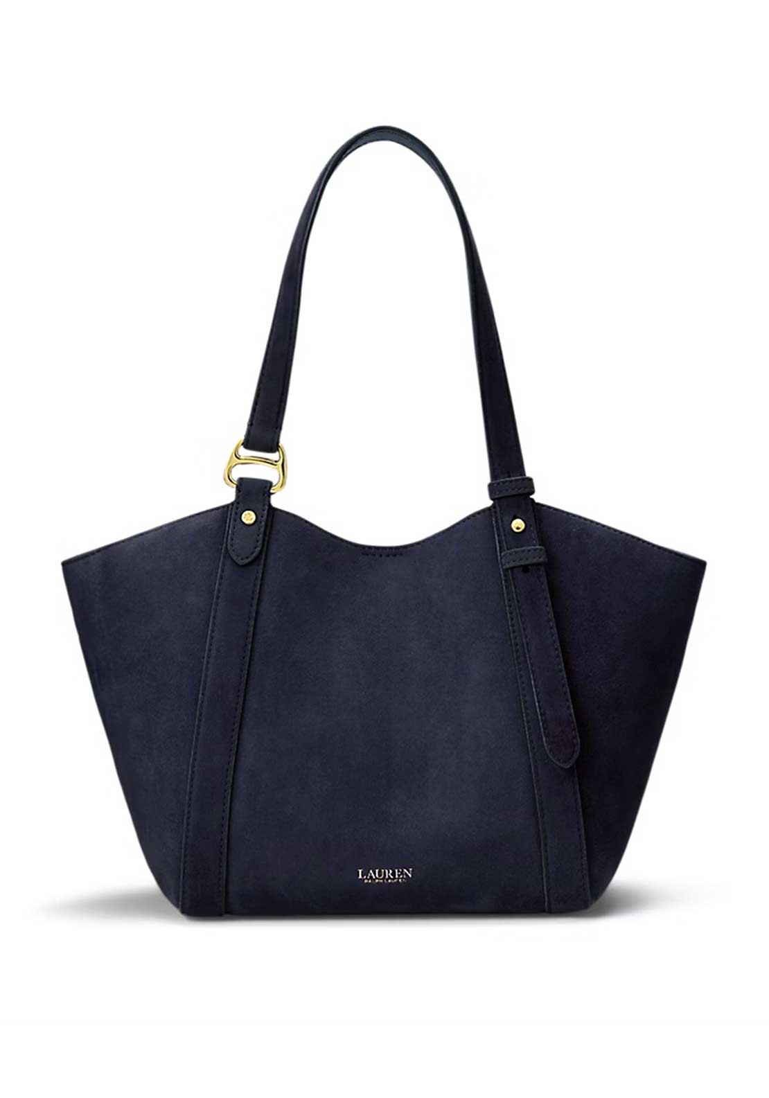Ralph Lauren Tasha Small Suede Tote Bag, Navy