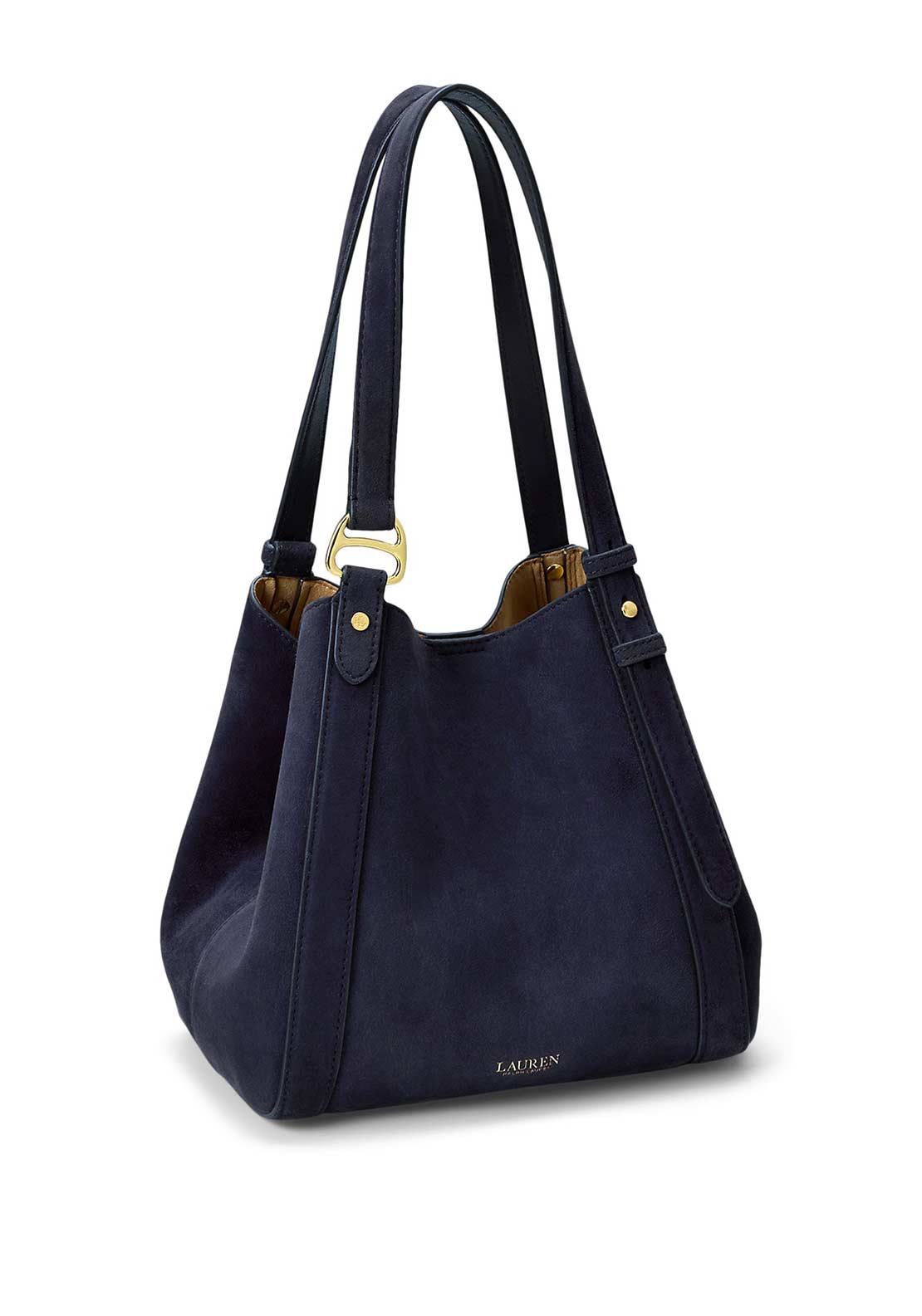 Ralph Lauren Tasha Small Suede Tote Bag, Navy