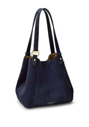 Ralph Lauren Tasha Small Suede Tote Bag, Navy