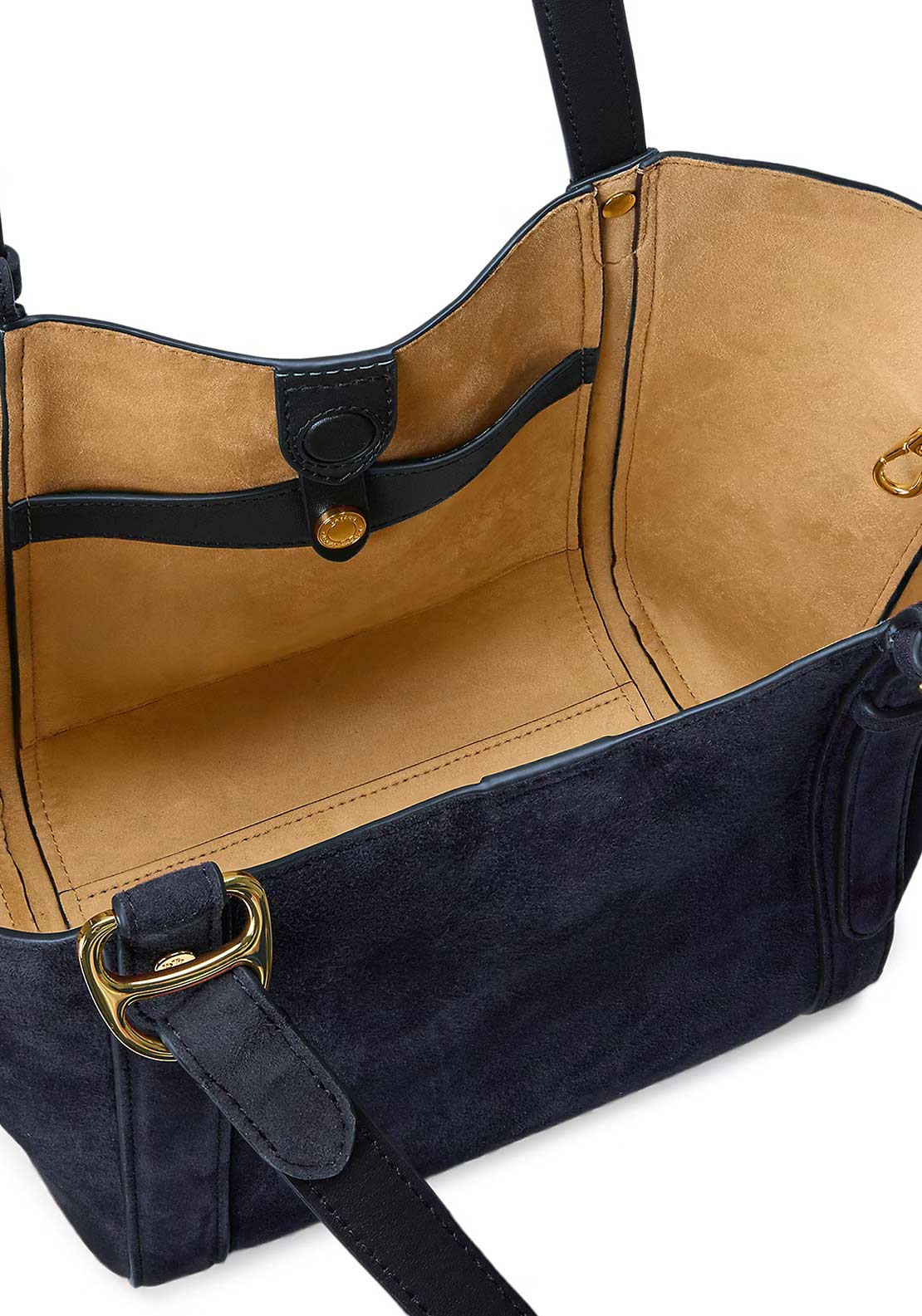 Ralph Lauren Tasha Small Suede Tote Bag, Navy