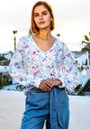 Rant & Rave Ann Floral V Neck Blouse, Blue