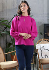 Rant and Rave Ruffled Neck Fee Top, Magenta