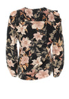 Rant and Rave Floral Print Taya Top, Black