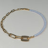 Rebecca Cult Links & Powder Blue Beaded Necklace, Gold