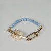 Rebecca Cult Links & Powder Blue Beaded Bracelet, Gold