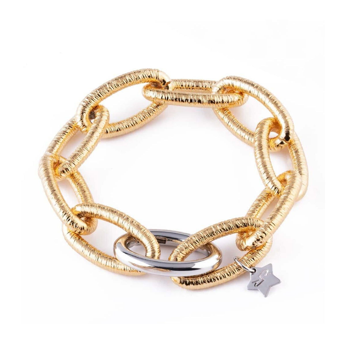 Rebecca Diva Ethnic Mesh Chain Link Bracelet, Gold