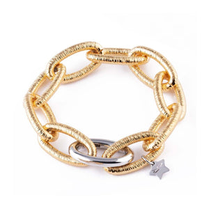 Rebecca Diva Ethnic Mesh Chain Link Bracelet, Gold