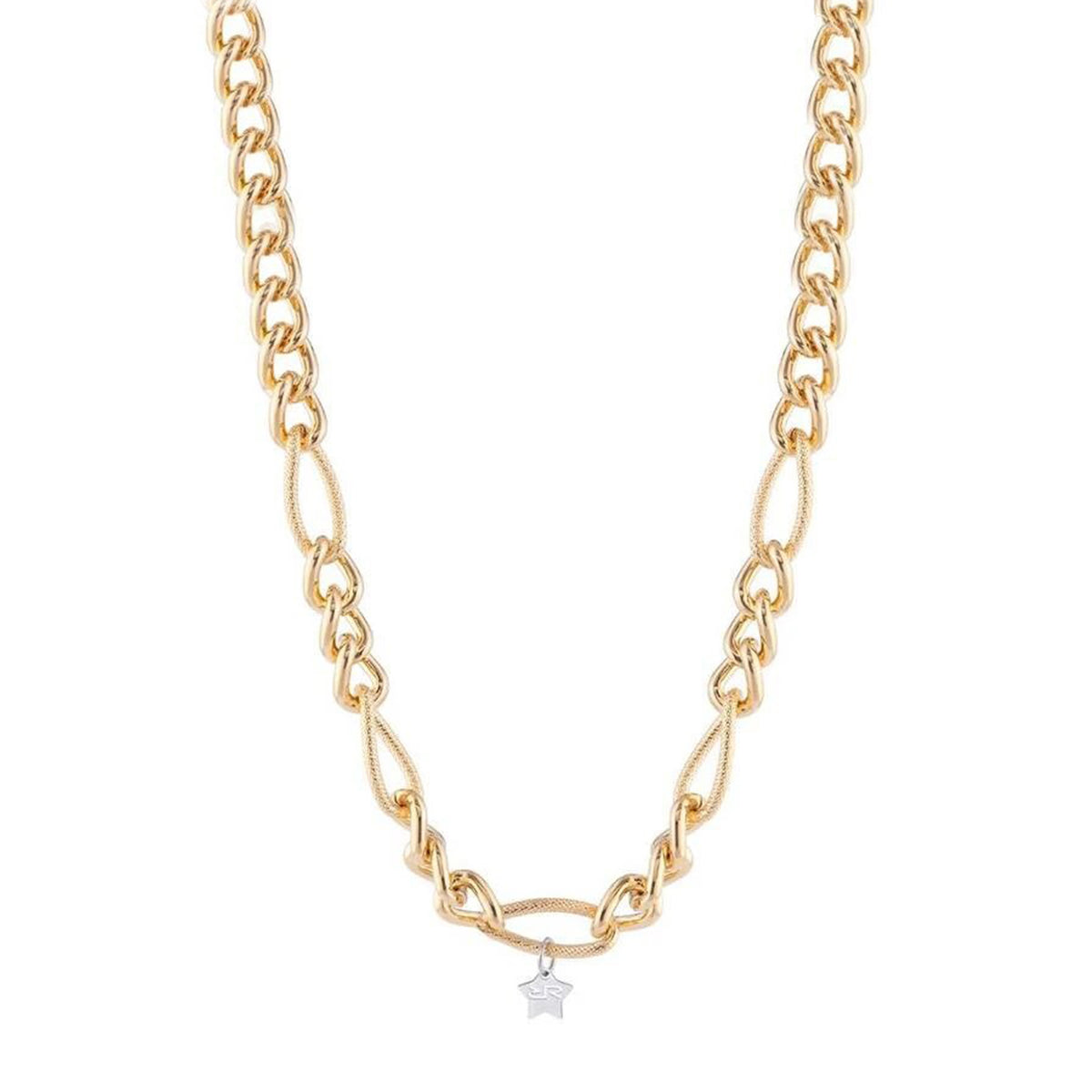 Rebecca Diva Mesh Mix Chain Link Necklace, Gold