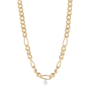 Rebecca Diva Mesh Mix Chain Link Necklace, Gold