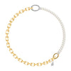 Rebecca Diva Pearl & Squared Link Necklace, Gold