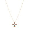 Rebecca Judith Coloured Stones Cross Pendant Necklace, Gold