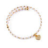Rebecca My World Adjustable CZ Beaded Bracelet with Heart Charm, Gold