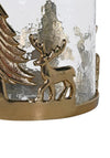 Reindeer Small Glass Candle Holder, Gold