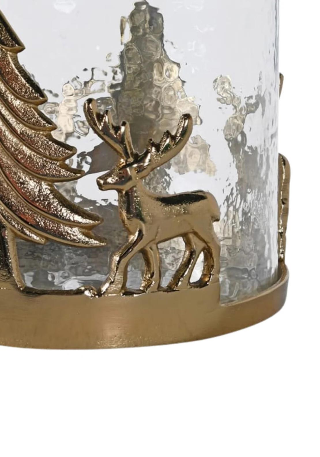Reindeer Small Glass Candle Holder, Gold