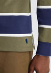 Remus Uomo Barstripe Long Sleeve Polo Shirt, Navy & Green