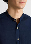 Remus Uomo Cole Grandad Collar Shirt, Navy