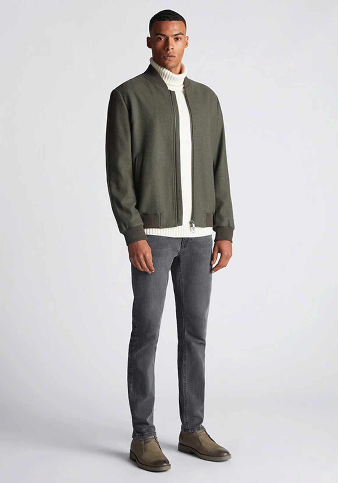 Remus Uomo Colter Wool Blend Bomber Jacket, Green