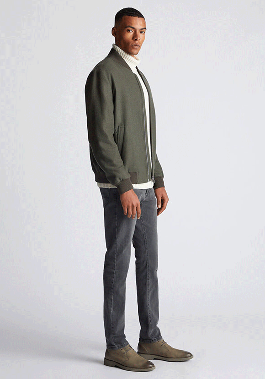 Remus Uomo Colter Wool Blend Bomber Jacket, Green