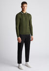 Remus Uomo Contrast Trim Knitted Polo Shirt, Khaki