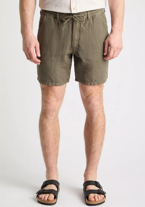 Remus Uomo Elio Linen Shorts, Green