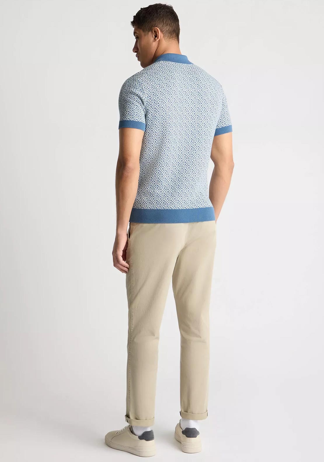 Remus Uomo Geo Knit Polo Shirt, Blue