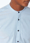 Remus Uomo Grandad Collar Shirt, Light Blue