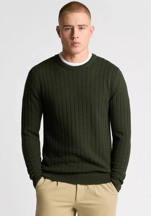 Remus Uomo Grid Knit Sweater, Forest Green