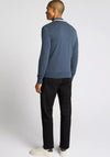 Remus Uomo Honeycomb Knit Long Sleeve Polo Shirt, Blue
