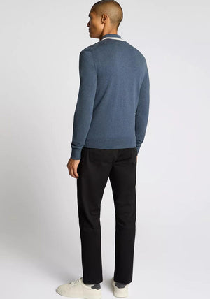 Remus Uomo Honeycomb Knit Long Sleeve Polo Shirt, Blue