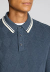 Remus Uomo Honeycomb Knit Long Sleeve Polo Shirt, Blue