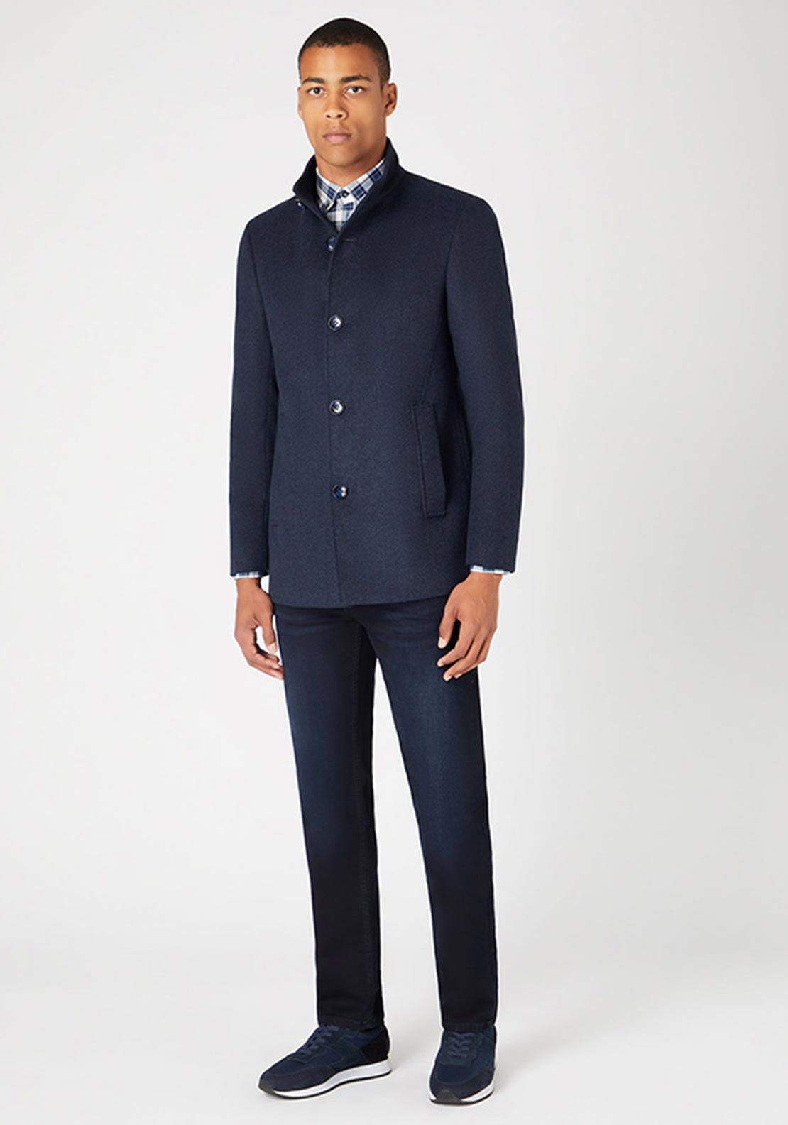 Remus Uomo Jonah Wool Rich Overcoat, Navy