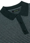 Remus Uomo Long Sleeve Contrast Textured Knit Polo Shirt, Navy