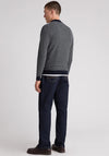 Remus Uomo Long Sleeve Contrast Textured Knit Polo Shirt, Dark Green