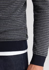 Remus Uomo Long Sleeve Contrast Textured Knit Polo Shirt, Dark Green