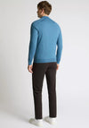 Remus Uomo Long Sleeve Honeycomb Knit Polo Shirt, Blue