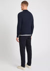 Remus Uomo Long Sleeve Honeycomb Knit Polo Shirt, Navy