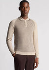 Remus Uomo Long Sleeve Jacquard Knit Polo Shirt, Beige