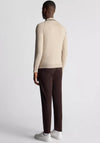 Remus Uomo Long Sleeve Jacquard Knit Polo Shirt, Beige