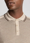 Remus Uomo Long Sleeve Jacquard Knit Polo Shirt, Beige