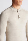 Remus Uomo Long Sleeve Knitted Polo Shirt, Sand