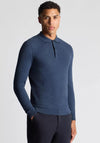 Remus Uomo Long Sleeve Knitted Polo Shirt, Dark Blue