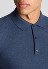Remus Uomo Long Sleeve Knitted Polo Shirt, Dark Blue