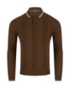 Remus Uomo Long Sleeve Polo Shirt, Brown