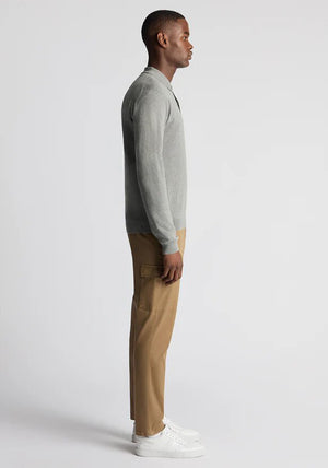 Remus Uomo Long Sleeve Polo Shirt, Light Grey