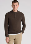 Remus Uomo Long Sleeve Textured Knit Polo Shirt, Brown