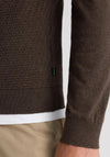 Remus Uomo Long Sleeve Textured Knit Polo Shirt, Brown