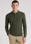 Remus Uomo Long Sleeve Textured Knit Polo Shirt, Green