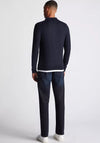 Remus Uomo Long Sleeve Textured Knit Polo Shirt, Navy