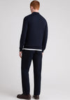 Remus Uomo Long Sleeve Textured Knit Polo Shirt, Navy