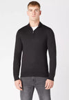 Remus Uomo Merino Wool Half Zip Sweater, Black